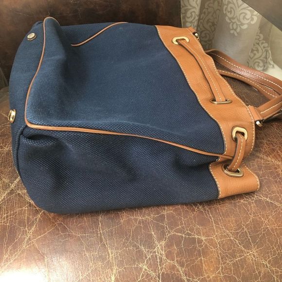 Michael Kors navy large canvas leather tote - Picture 5 of 8